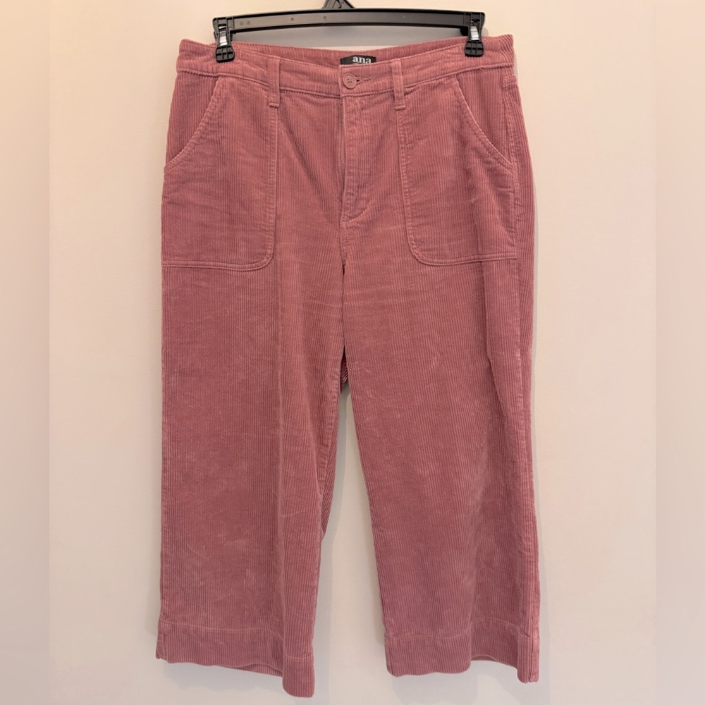 Women’s A.N.A. Wide Leg Mauve Courderoy Cropped Pants - Size 12